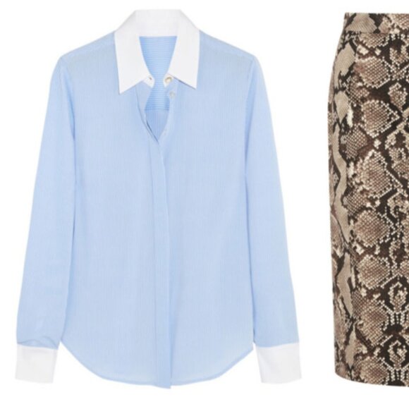 NEW! Altuzarra x Target Collab Pinstripe Blue White Striped Shirt Blouse Top XS - Picture 4 of 10